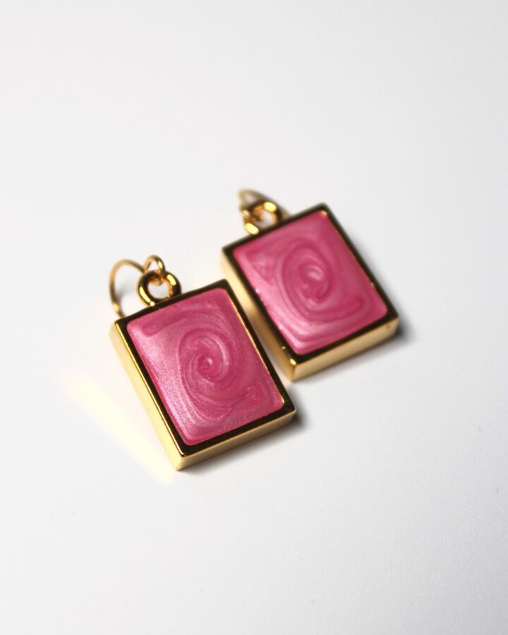 Marble Earring - Pink - Gold