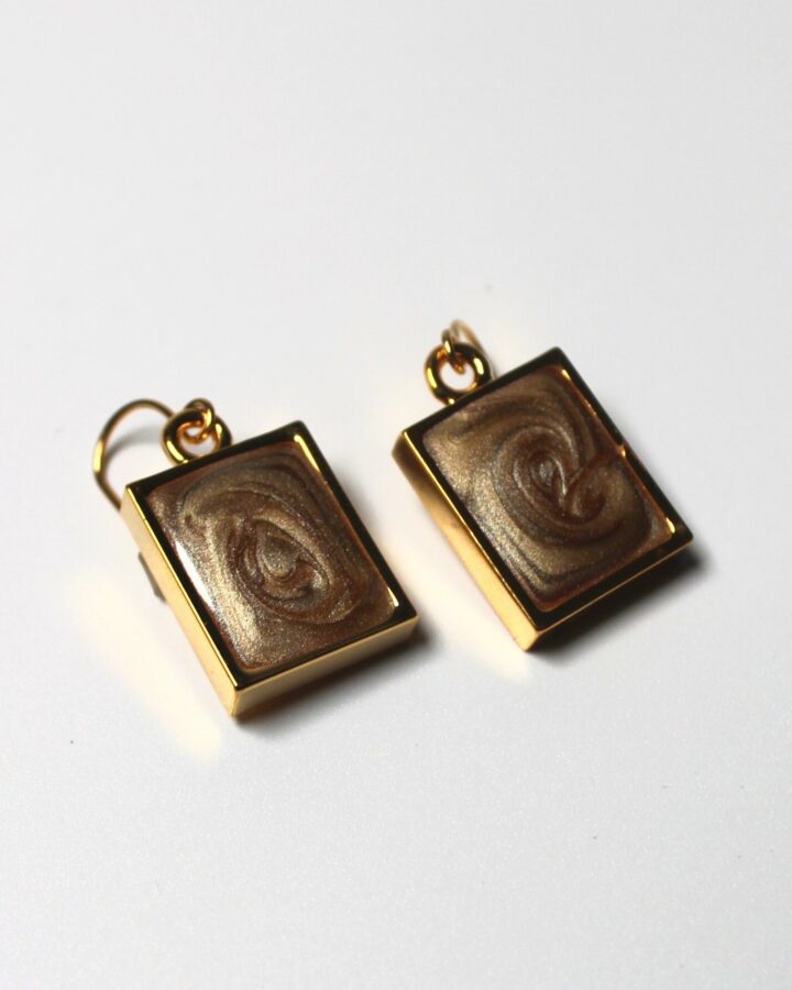 Marble Earring - Toffee - Gold