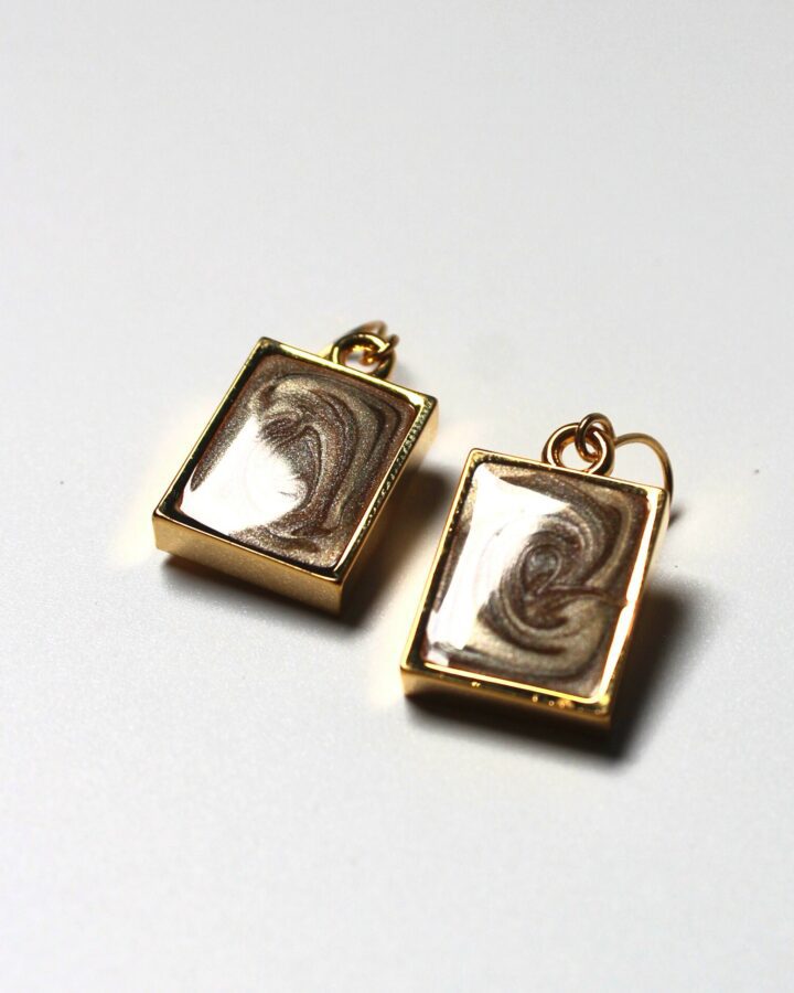 Marble Earring - Toffee - Gold