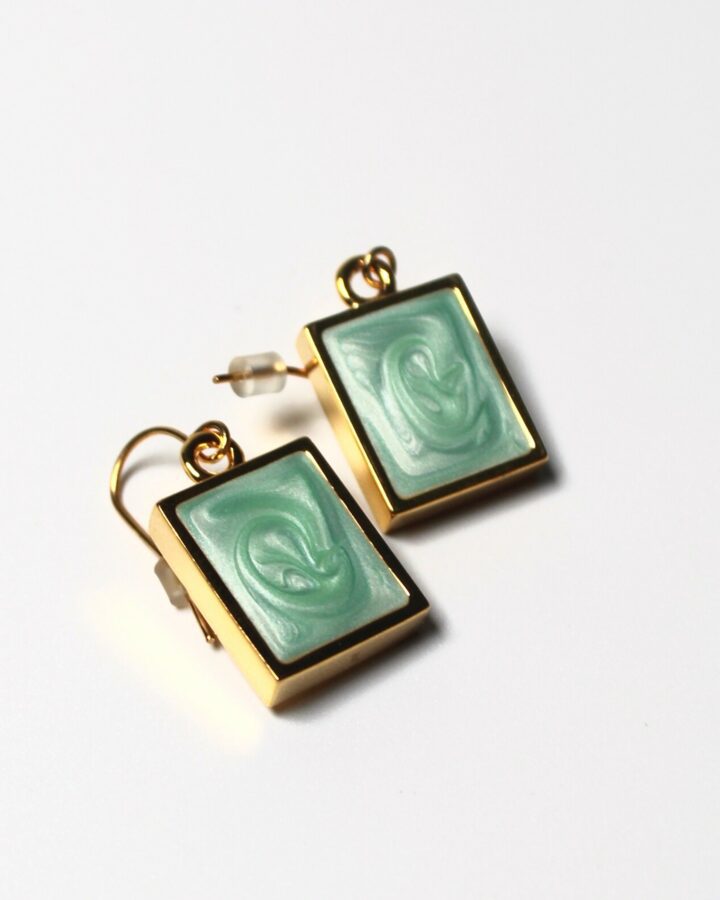 Marble Earring - Seafoam - Gold