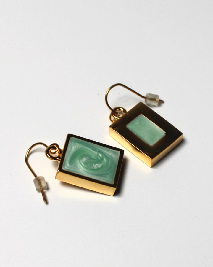 Marble Earring - Seafoam - Gold