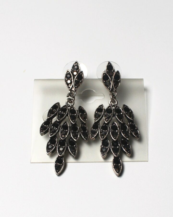 Feather Earring - Black - Antique