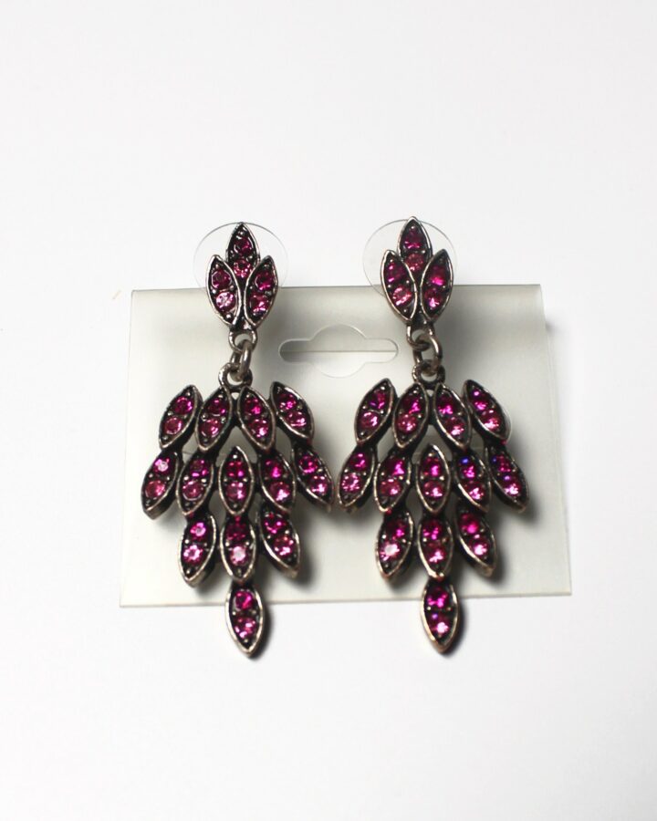 Feather Earring - Pink - Antique