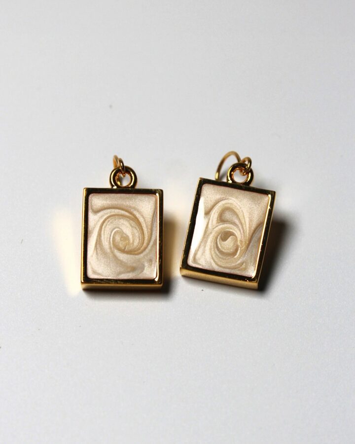 Marble Earring - Cream - Gold