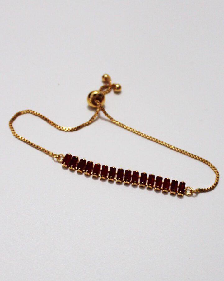 Adjustable Tennis Bracelet - Red - Gold