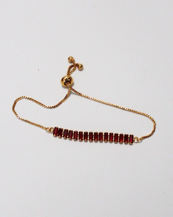 Adjustable Tennis Bracelet - Red - Gold