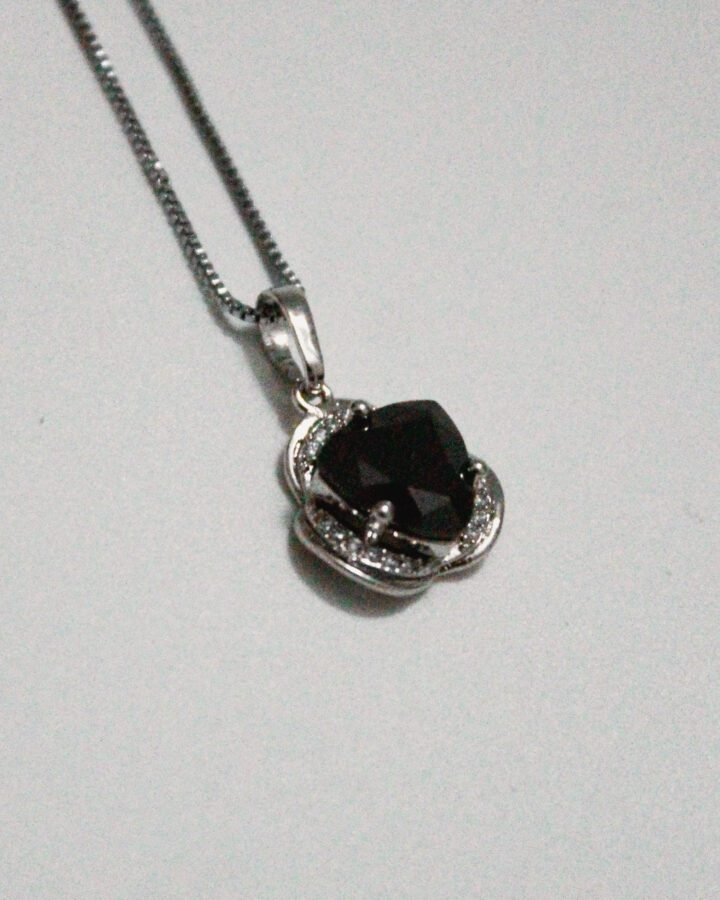 Black Heart Necklace - Silver