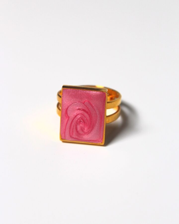 Marble Adjustable Ring – Pink – Gold