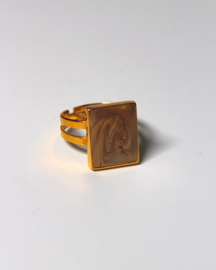 Marble Adjustable Ring – Sand – Gold