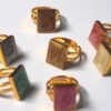 Marble Adjustable Ring – Red – Gold - Image 3