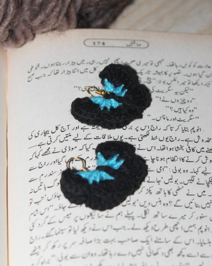 Butterfly Crochet Earring - Black & Tiffany blue