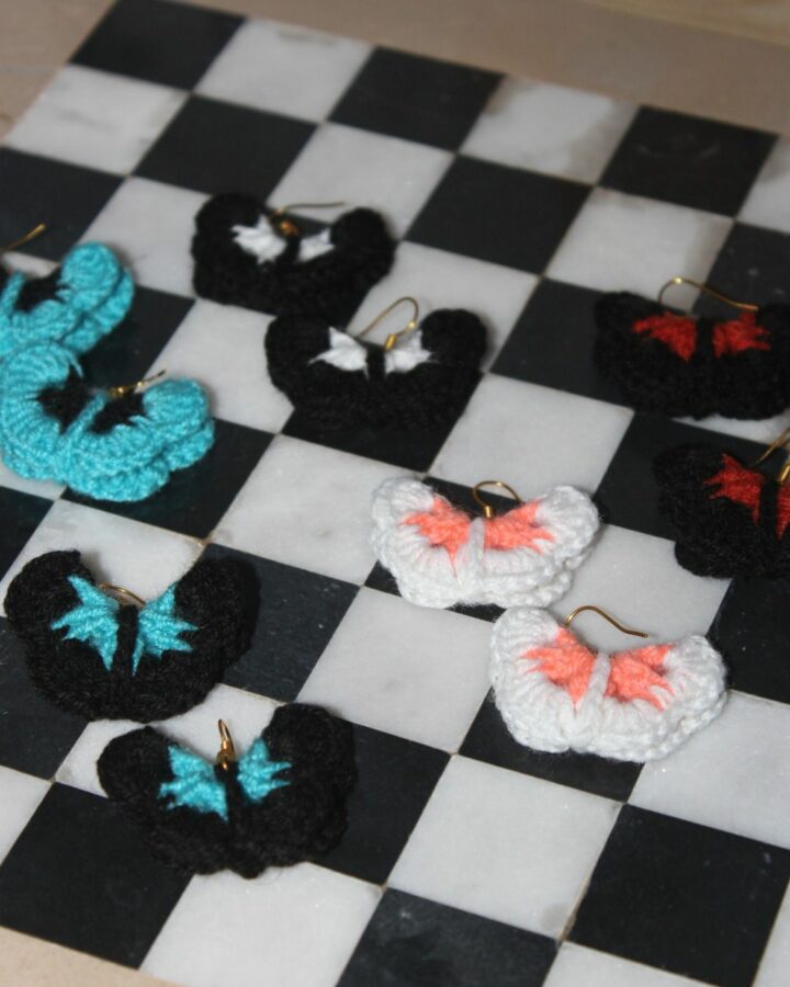 Butterfly Crochet Earring - Black & White