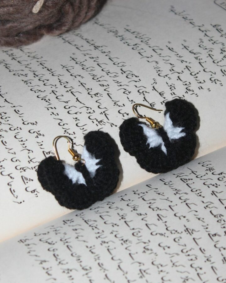 Butterfly Crochet Earring - Black & White