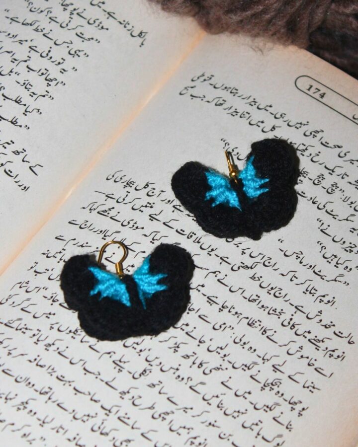 Butterfly Crochet Earring - Black & Tiffany blue