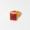 Marble Adjustable Ring – Red – Gold - Image 2