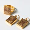 Marble Earring & Adjustable Ring - Toffee - Bundle