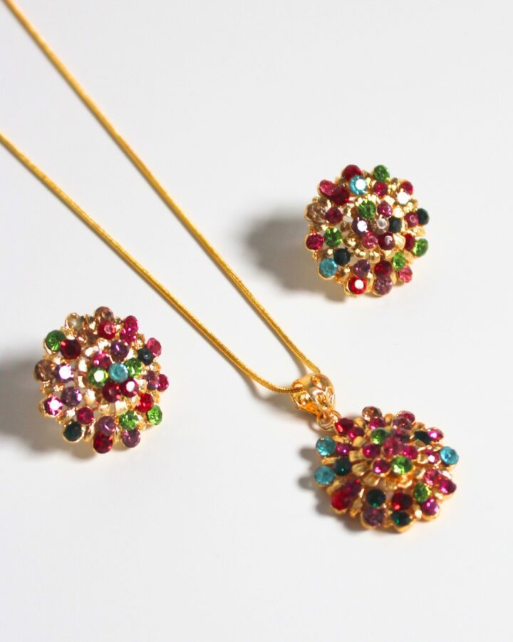 Big Dazzling Dreams - Necklace & Earring Set - Pakistani - Multicolour