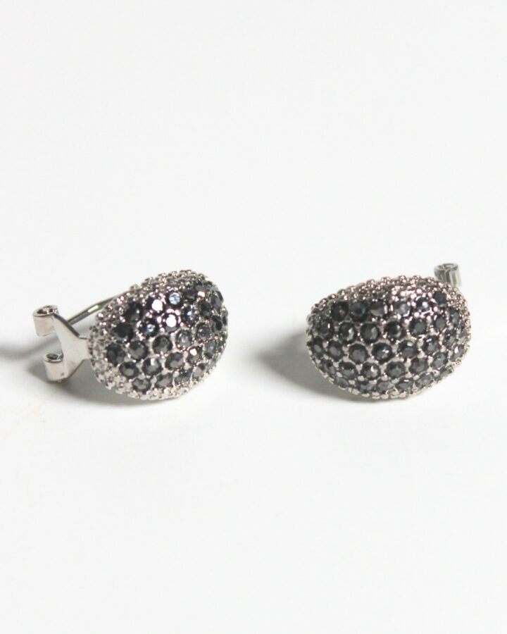 Black Bling Studs - Silver