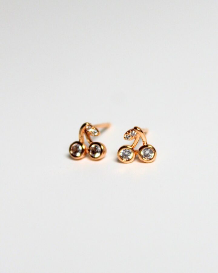 Mini Cherry Studs - Gold