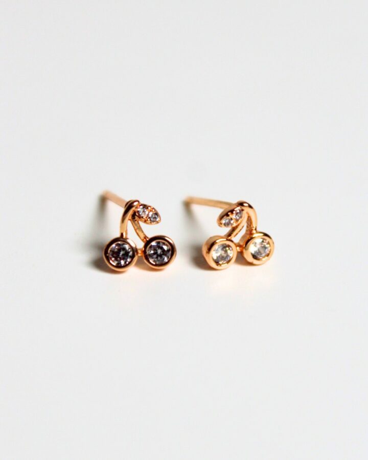 Mini Cherry Studs - Gold