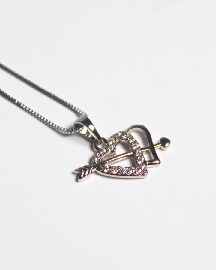 Arrow Heart Necklace - Silver