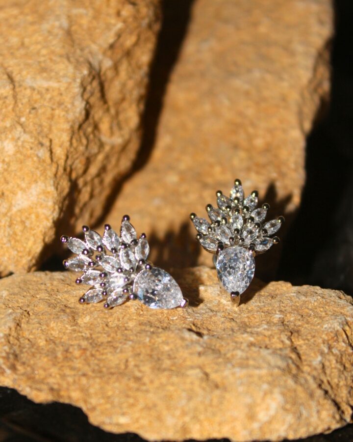 Crystal Bloom Studs - Silver