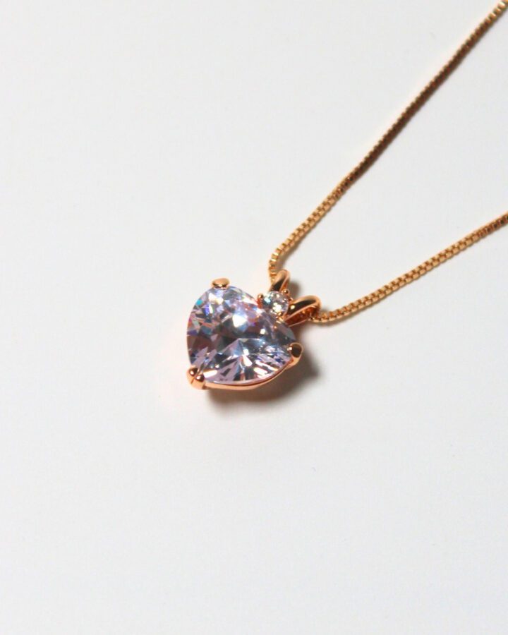 Iced Heart Necklace - Gold