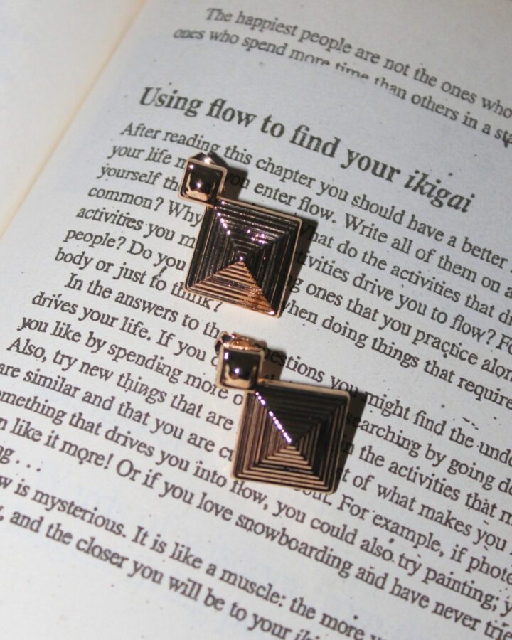 Pyramid Square Earring - Gold