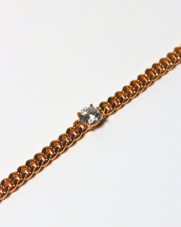 Solitaire Gemstone Curb Bracelet - Gold