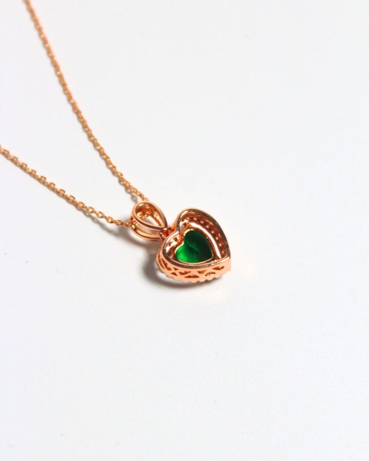 Emerald Halo Heart Necklace - Image 5