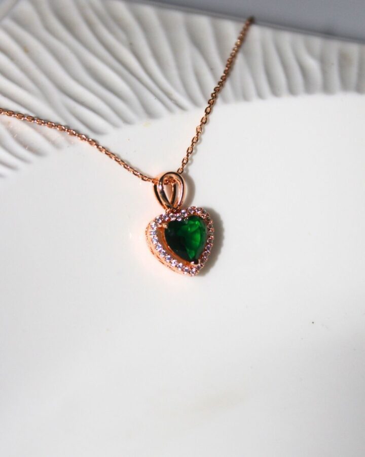 Emerald Halo Heart Necklace - Image 3