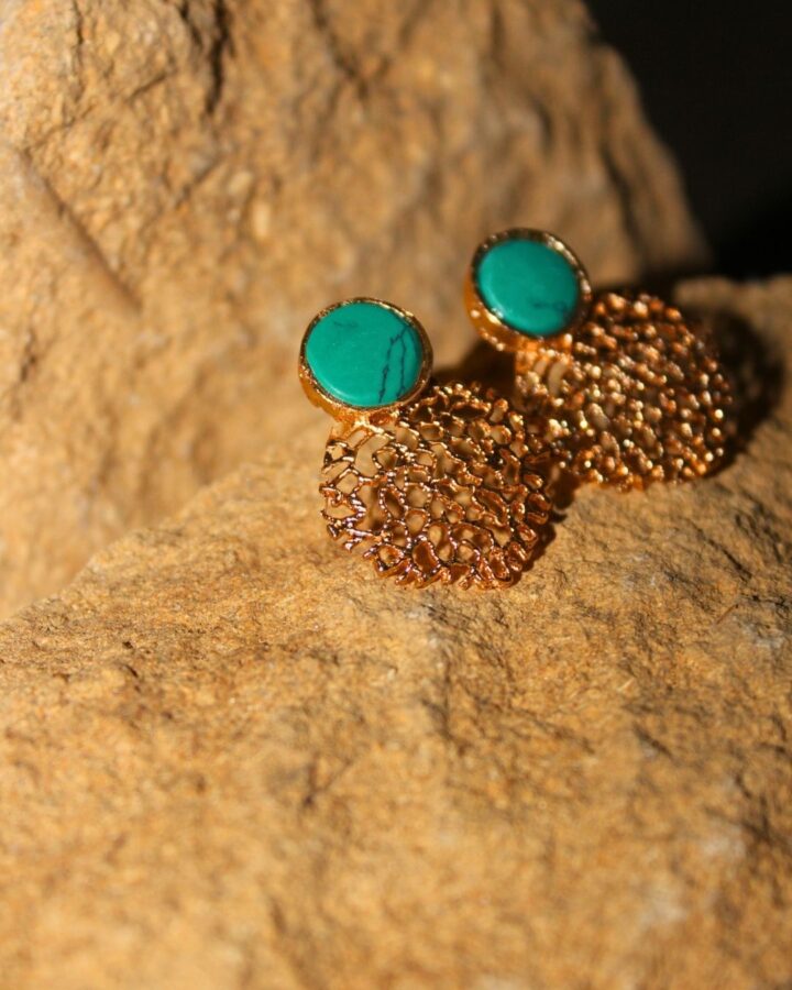 Mesh Earrings - Turquoise - Image 3