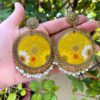 Daisy in Yellow Resin Jhumka