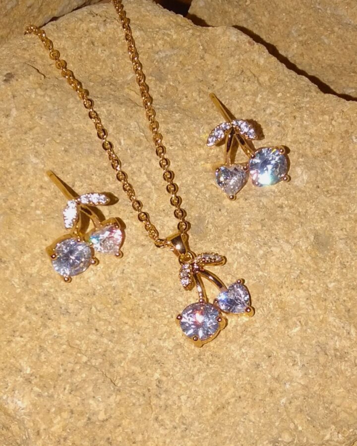 Heart of Cherry Necklace & Earring Set