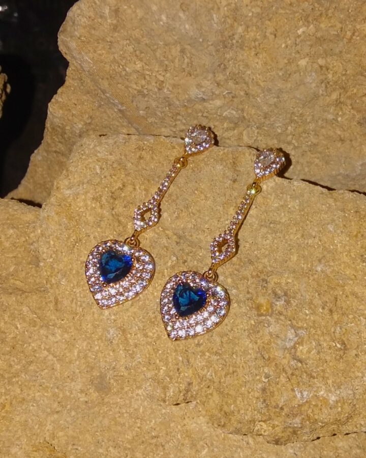 Midnight Sapphire Heart Earrings