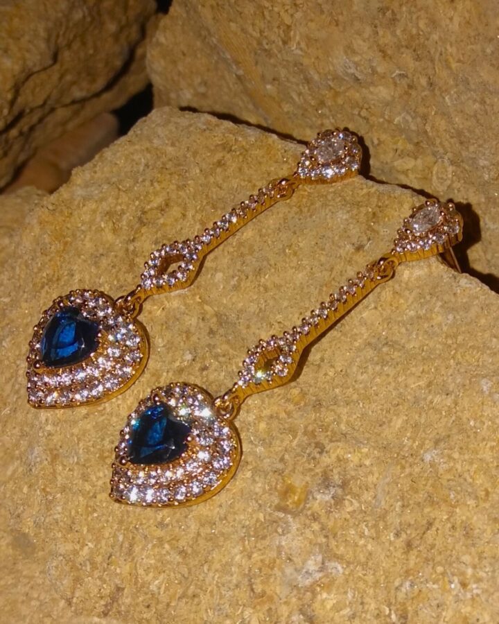 Midnight Sapphire Heart Earrings