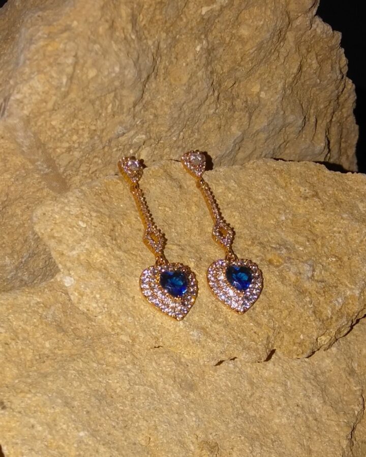 Midnight Sapphire Heart Earrings - Image 3