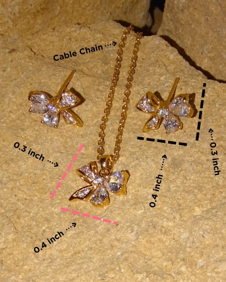 Pookie Heart Bow Necklace & Earring Set