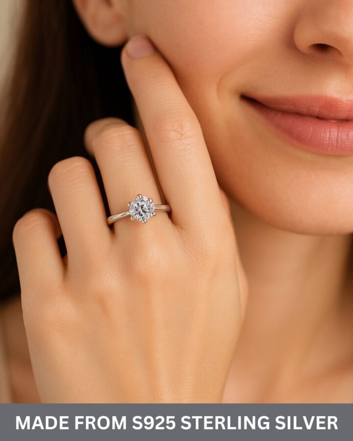 Moissanite Diamond Solitaire Ring – S925 Silver